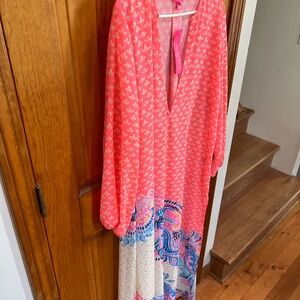 Lilly Pulitzer Caftan peach, pink, blue
